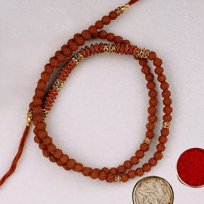 Red Beaded Rudraksh Rakhi canada | Gift Red Beaded Rudraksh Rakhi- FNP