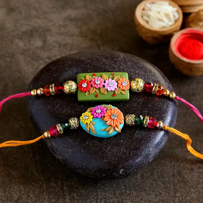Rectangular And Oval Shaped Floral Design Rakhi canada | Gift ...