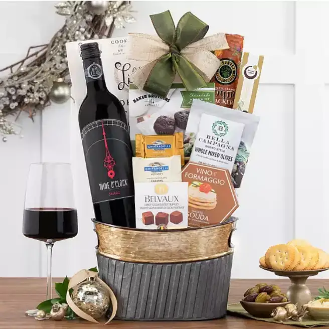 Luxe Wine & Treats Basket canada | Gift Luxe Wine & Treats Basket- FNP
