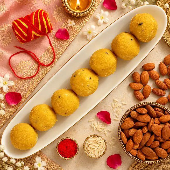 Bhai Dooj Special Besan Laddoo And Almonds Combo