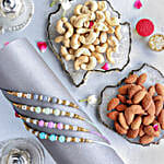 Zen Beadwork Rakhi Set N Nuts Indulgence Pack