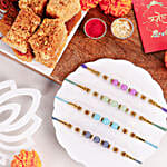 Zen Beadwork Rakhi Set N Milk Cake Delight