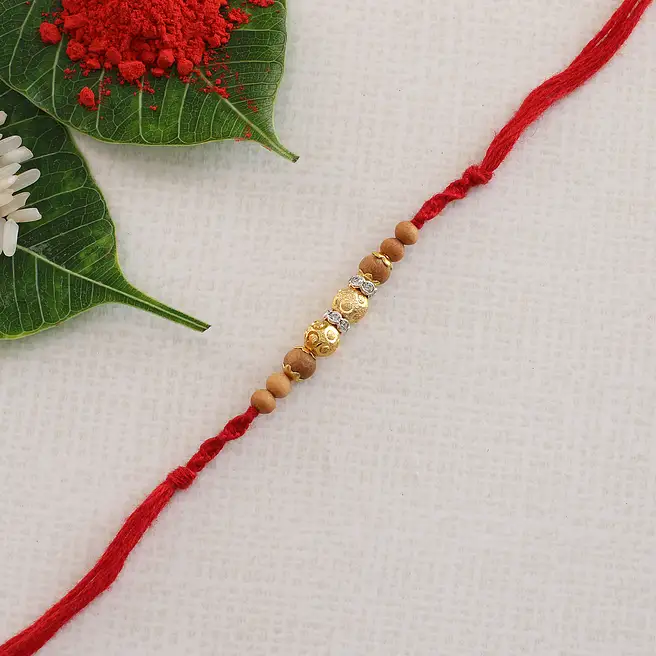Golden Designer Red Rakhi Thread france | Gift Golden Designer Red ...