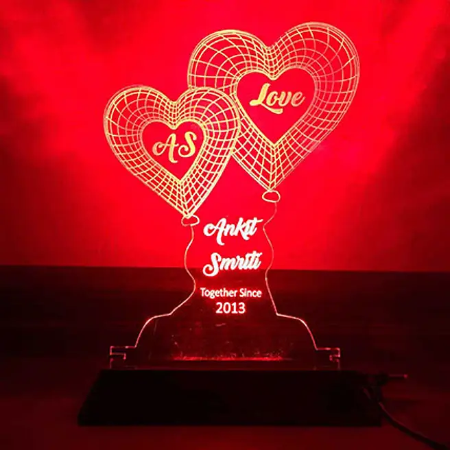 Buy/Send Personalised Red LED Heart Lamp Online- FNP
