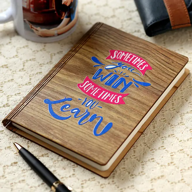 Buy/Send You Win You Learn Wooden Notebook Online- FNP