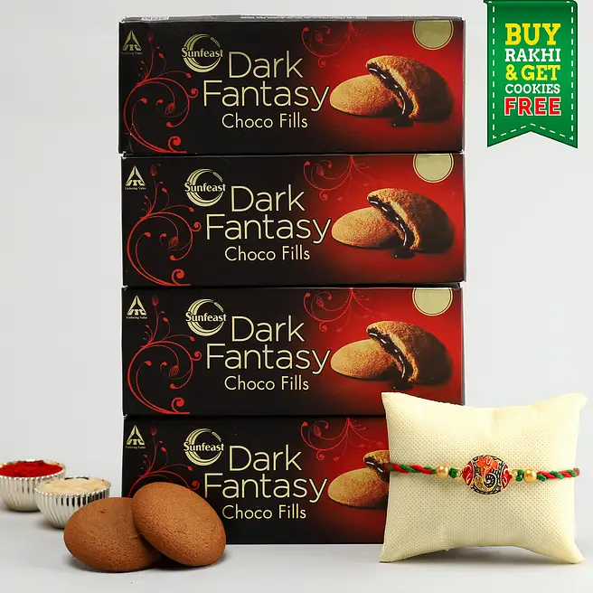 Buy/Send Free Dark Fantasy Boxes With Fancy Ganesha Rakhi Online- FNP
