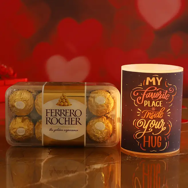 Hug Day Special Hollow Candle & Ferrero Rocher Box