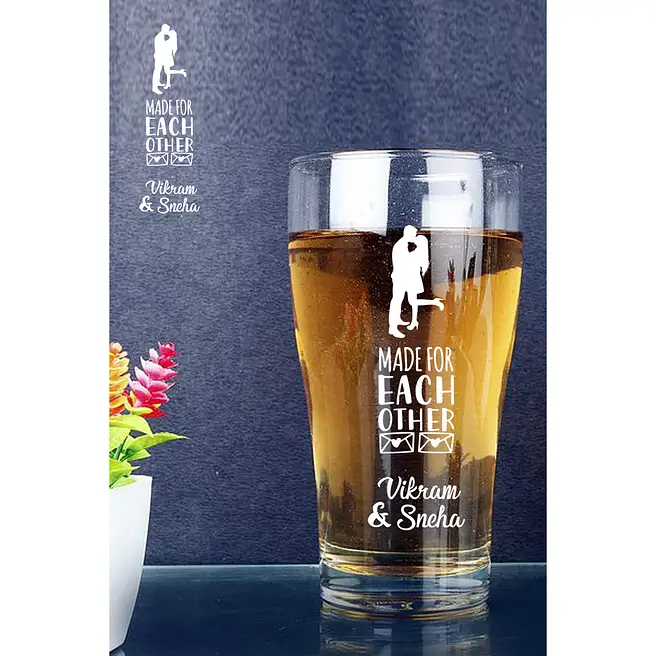 Personalised Couple Beer Conical Mug