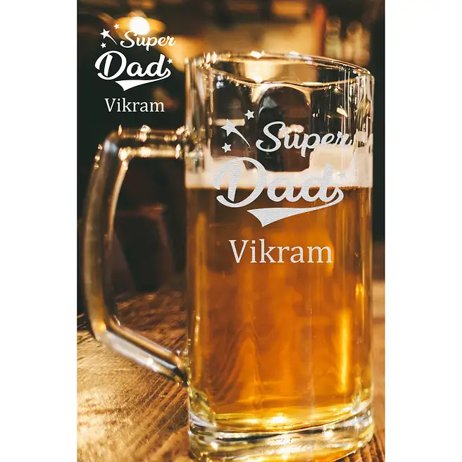 Personalised Super Dad Beer Mug