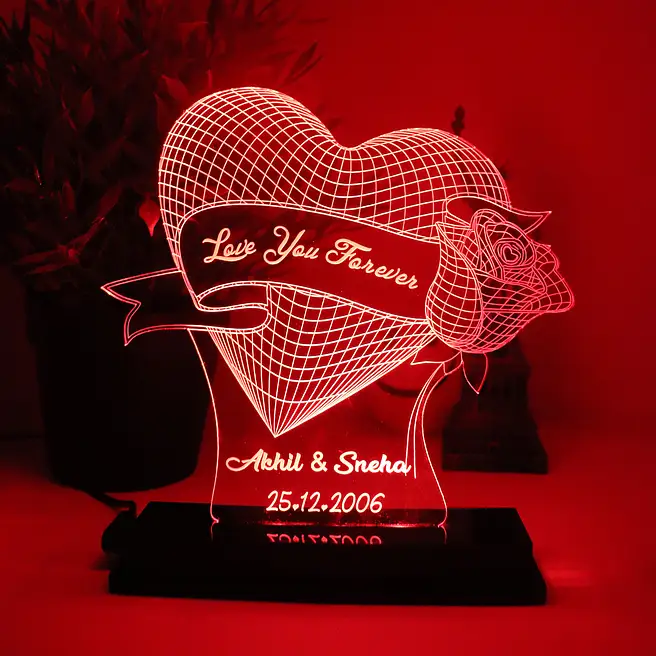 Buy/Send Personalised Rose Heart LED Lamp Online- FNP