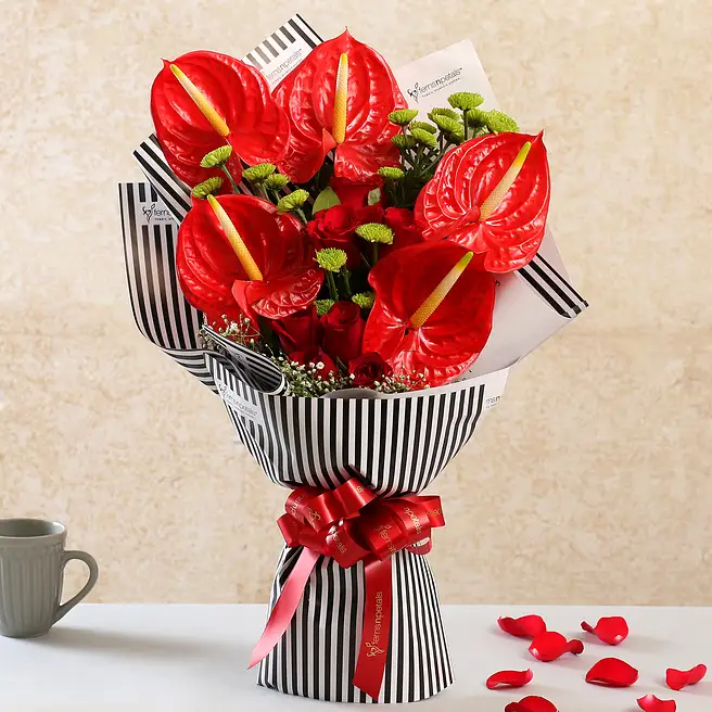 Flower ribbon tops red AM1274 andmary andmary Flower ribbon tops