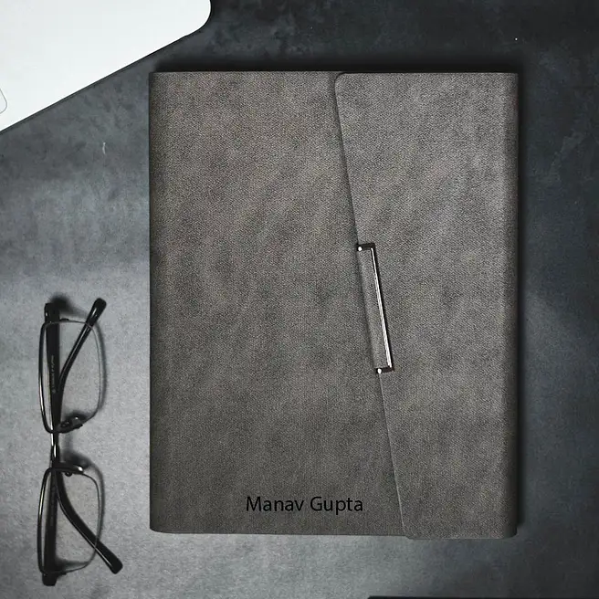 Buy/Send Charcoal Personalised A5 Folder Notebook Online- FNP