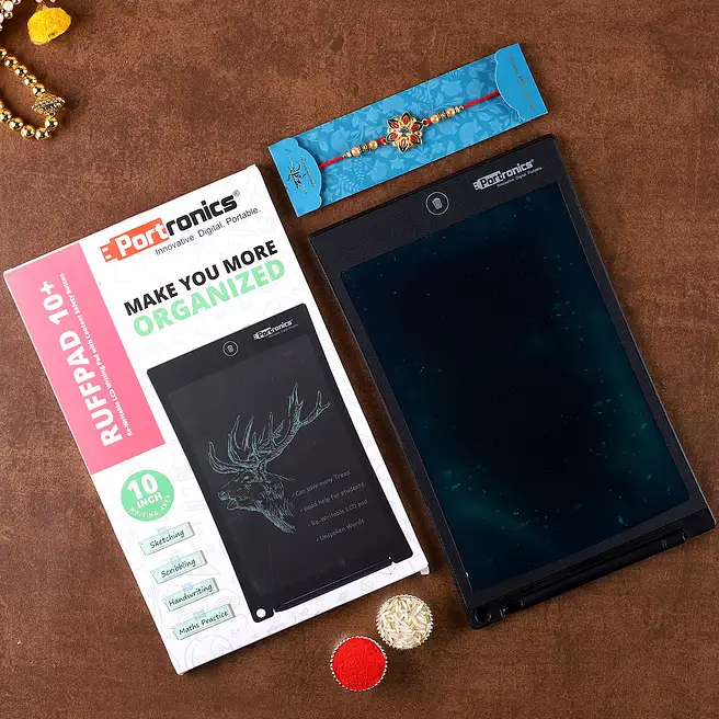 Buy/Send Meenakari Rakhi & Portronics Ruffpad Hamper Online- FNP