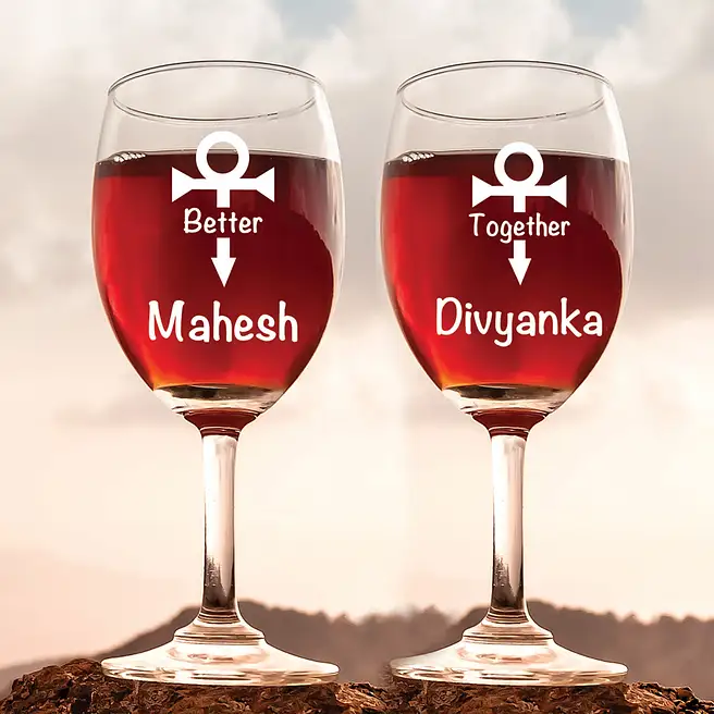 Personalised Better Together Wine Glasses- Set of 2