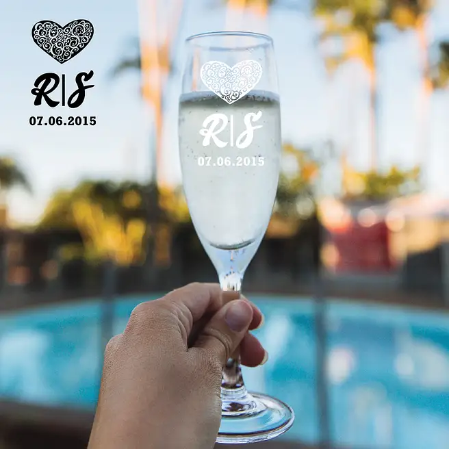 Personalised Love Champagne Glass Set