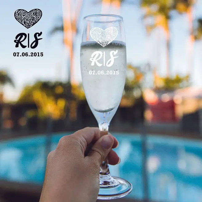Personalised Love Champagne Glass Set