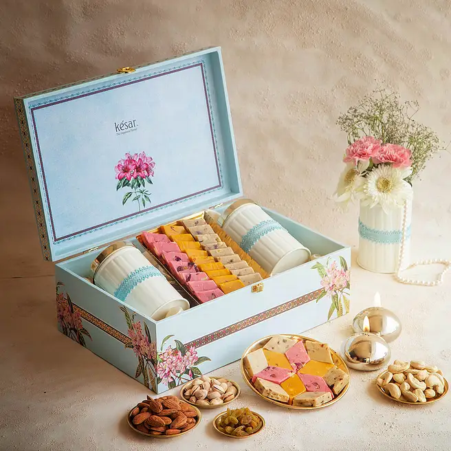Diwali Bliss Pink Floral Victorian Box