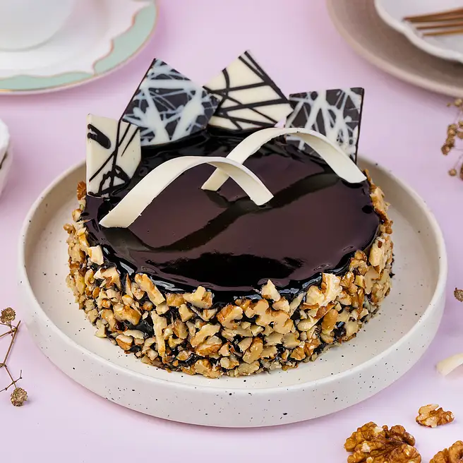 Chocolate Walnut Truffle Cake