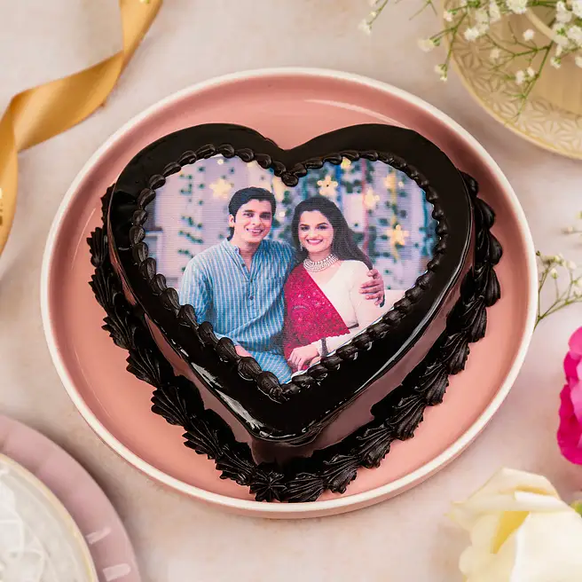 Heart Shaped Truffle Photo Cake