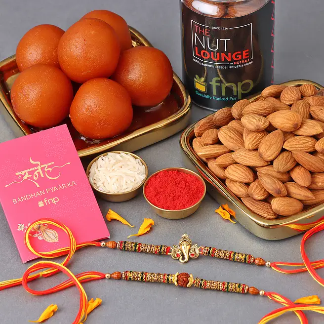 Buy/Send Devotional Rakhi Set & Sweet Savoury Gift Online- FNP