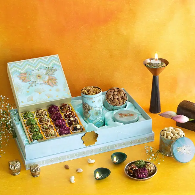 Kesar Box Design Buy/Send Kesar Delights Floral Sea Wave Gift Box Online- FNP