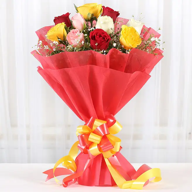 Unified Roses Buy/Send Whispering Romance Mixed Roses Ensemble Online- FNP