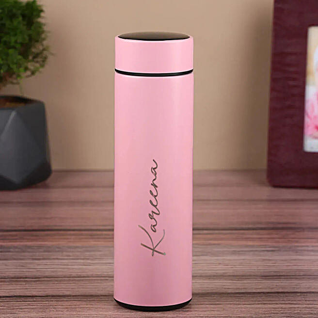 Personalised Name Pink Water Bottle – Custom Stainless Steel Insulated Bottle for Gym, Office & Travel