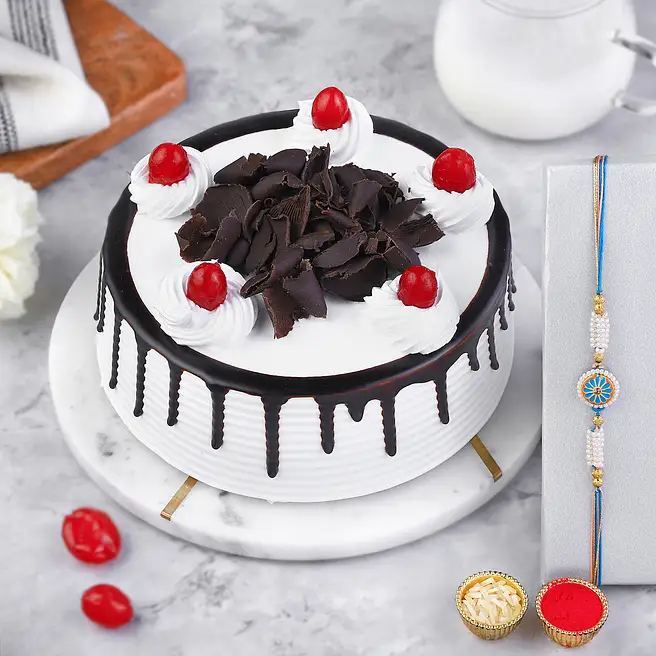 The Royal Elegance Meenakari Rakhi & Black Forest Cake-P