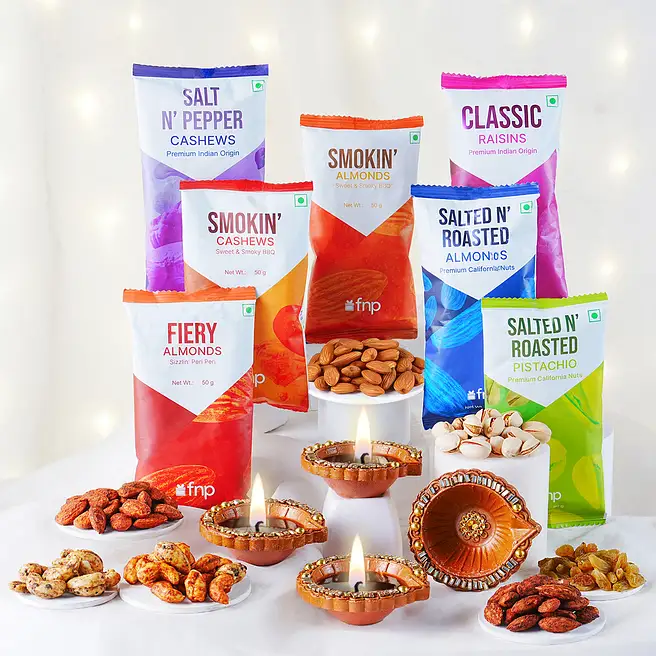 Buy/Send Assorted Dryfruits & Diya Diwali Hamper Online- FNP
