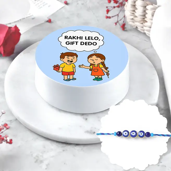 Evil Eye Rakhi N Pineapple Cake Combo