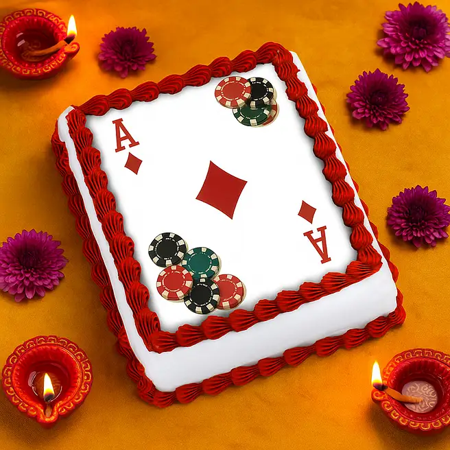 Playful Chocolate Poker Eggless Cream Cake: 1 Kg