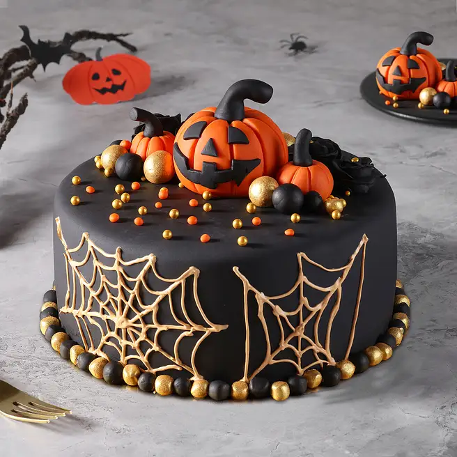 Jack-O-Lantern Pineapple Fondant Halloween Cake
