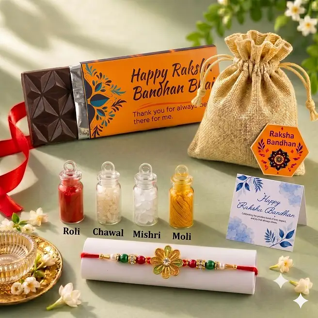 Rakhi Chocolate Hamper With Jute Potli