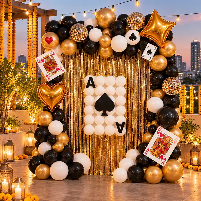 Diwali Ace of Spades Card Party Balloon Decor