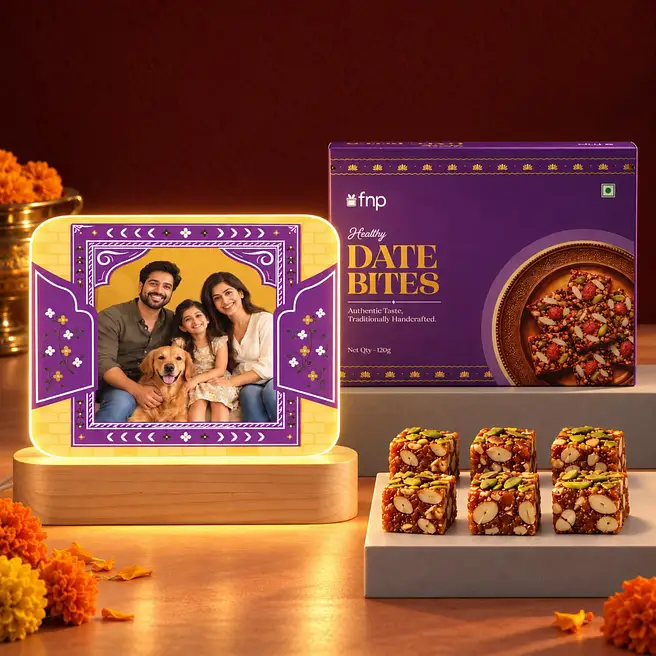 Diwali Sweet Memories LED Frame N Date Bite Gift Combo
