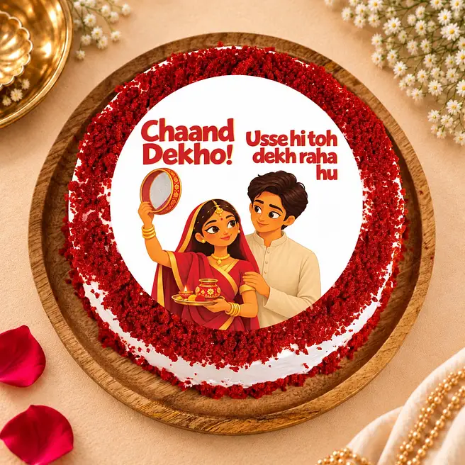 Karwa Chauth Moonlight Red Velvet Cake: 1 Kg