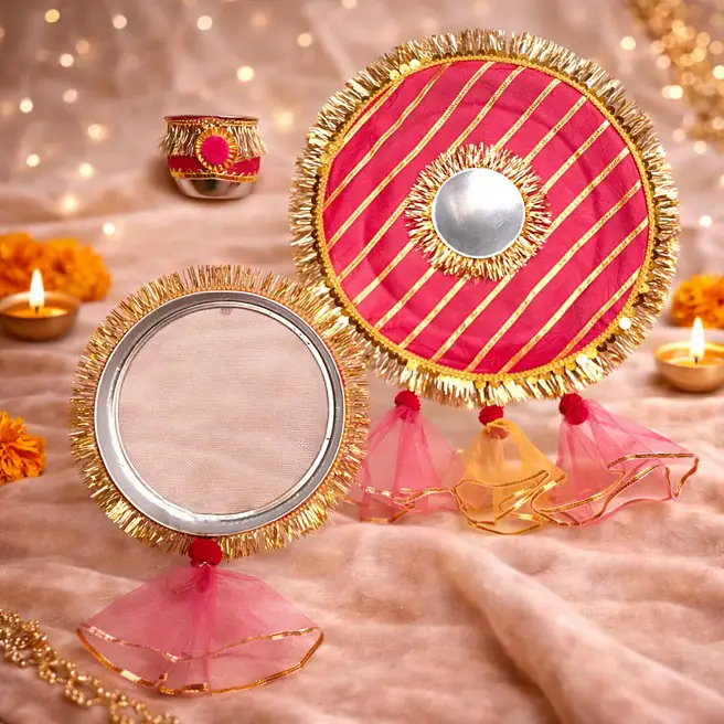 Royal Pink Karwa Chauth Thali