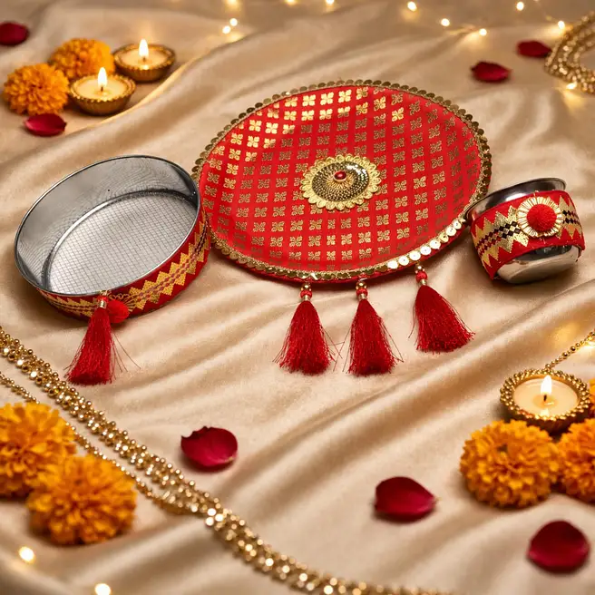 Royal Red Karwa Chauth Thali