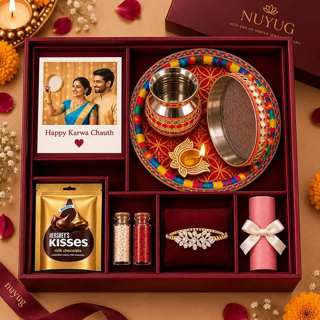 Nuyug Karwa Chauth Gift Hamper with Bracelet & Pooja Thali Set