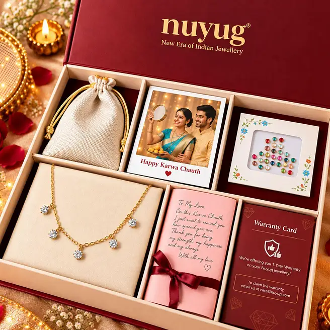 Nuyug Karwachauth Solitaire Necklace Gift for Wife