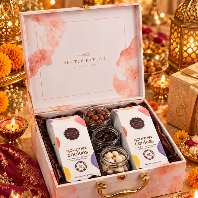 Diwali Gourmet Box - Cookies & Chocolate Dry Fruits