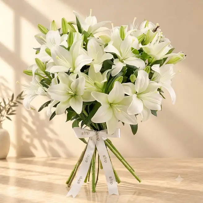 White Lily Congrats Floral Hand-Tied Bouquet