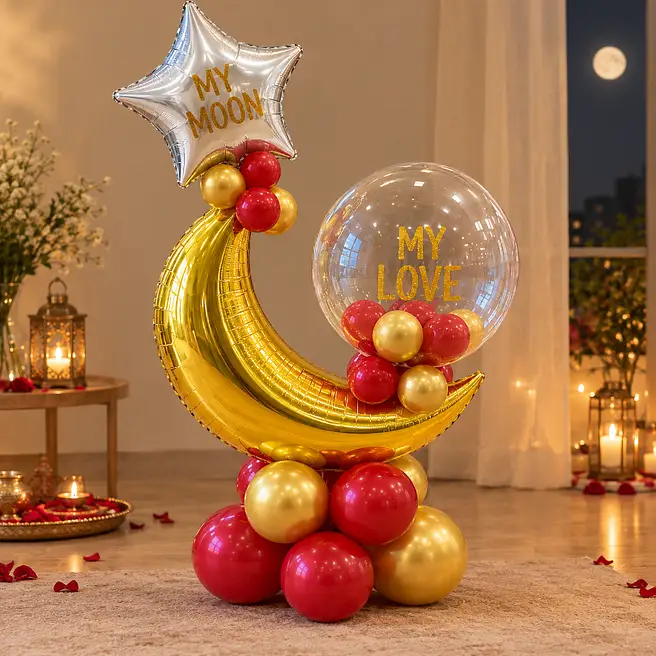 My Moon N Love Karwa Chauth Balloon Bouquet
