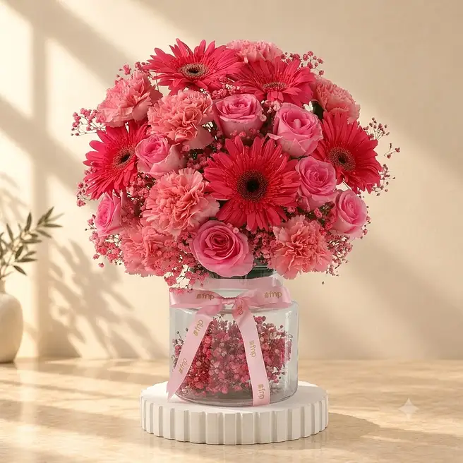 Pretty in Pink Floral Vase
