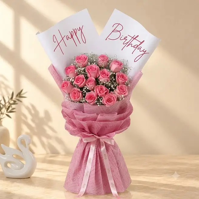 Pink Rose Birthday Bliss Bouquet