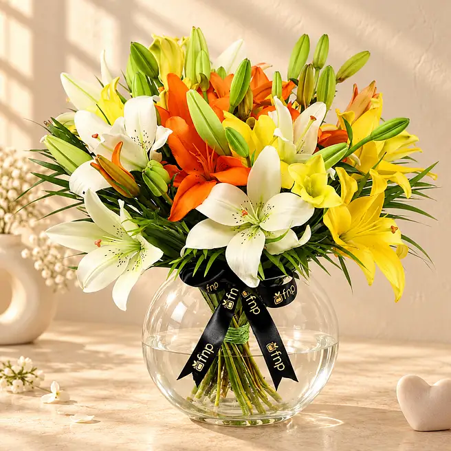 Fragrant Mix Of Lilies In Fishbowl Vases