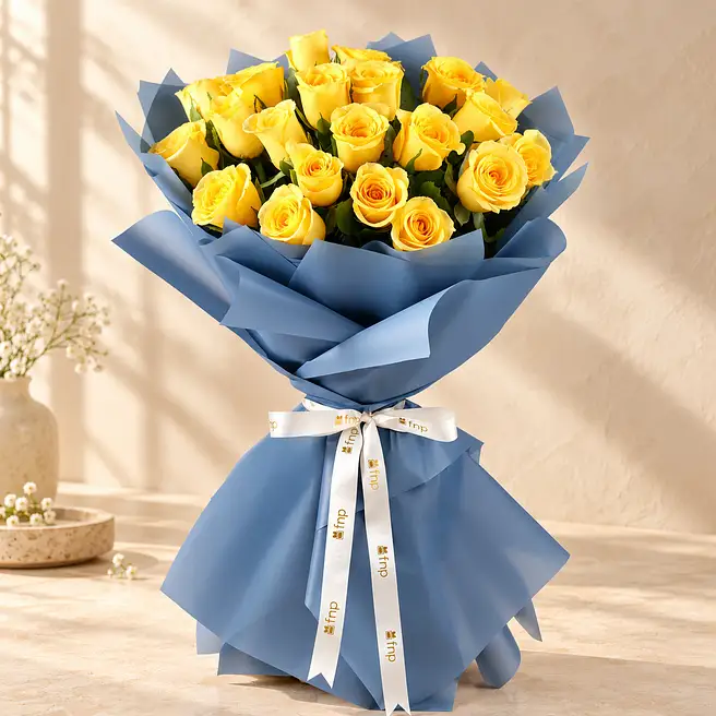 Bright 20 Yellow Roses Bouquet