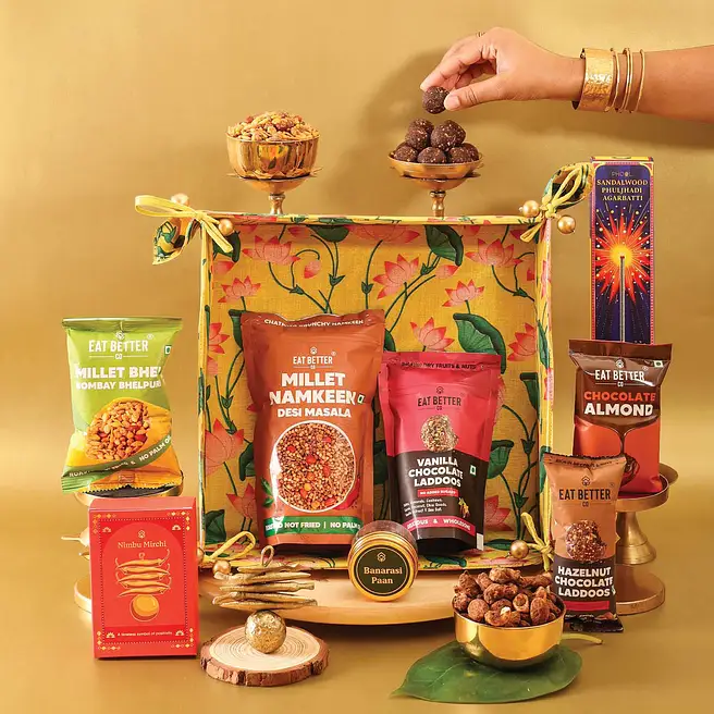 Eat Better Co Orange Suitcase Diwali Gift Hamper