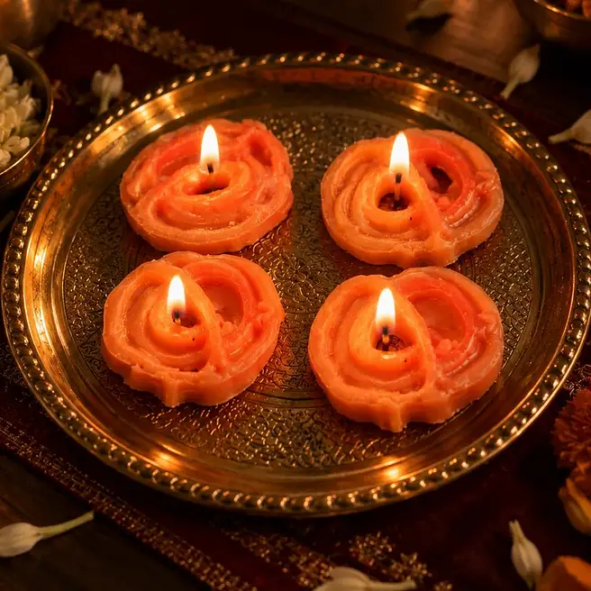 Diwali Jalebi Decorative Glow Set of 4 Candles