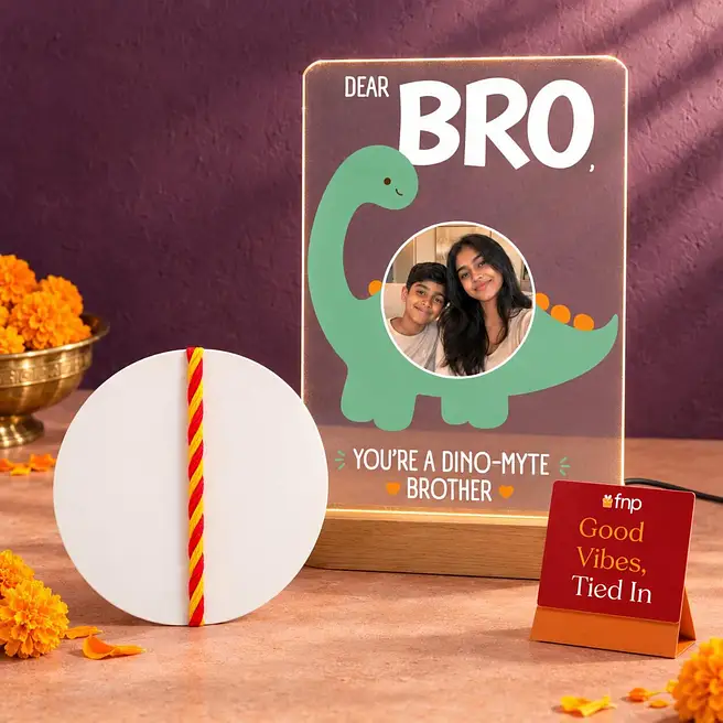 Dear Bro Bhai Dooj Custom Photo Lamp Combo Set